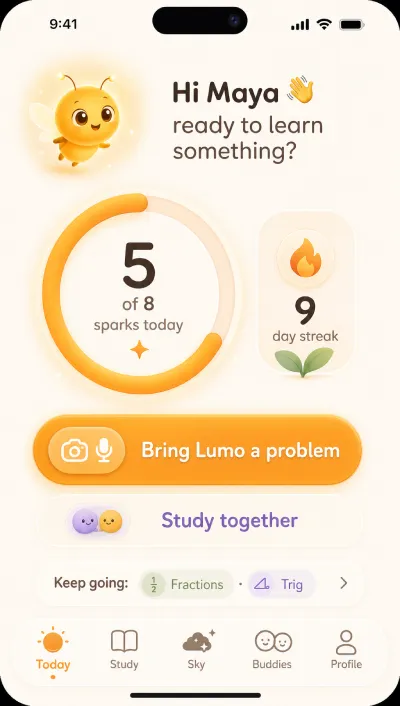 Lumo home — your day at a glance